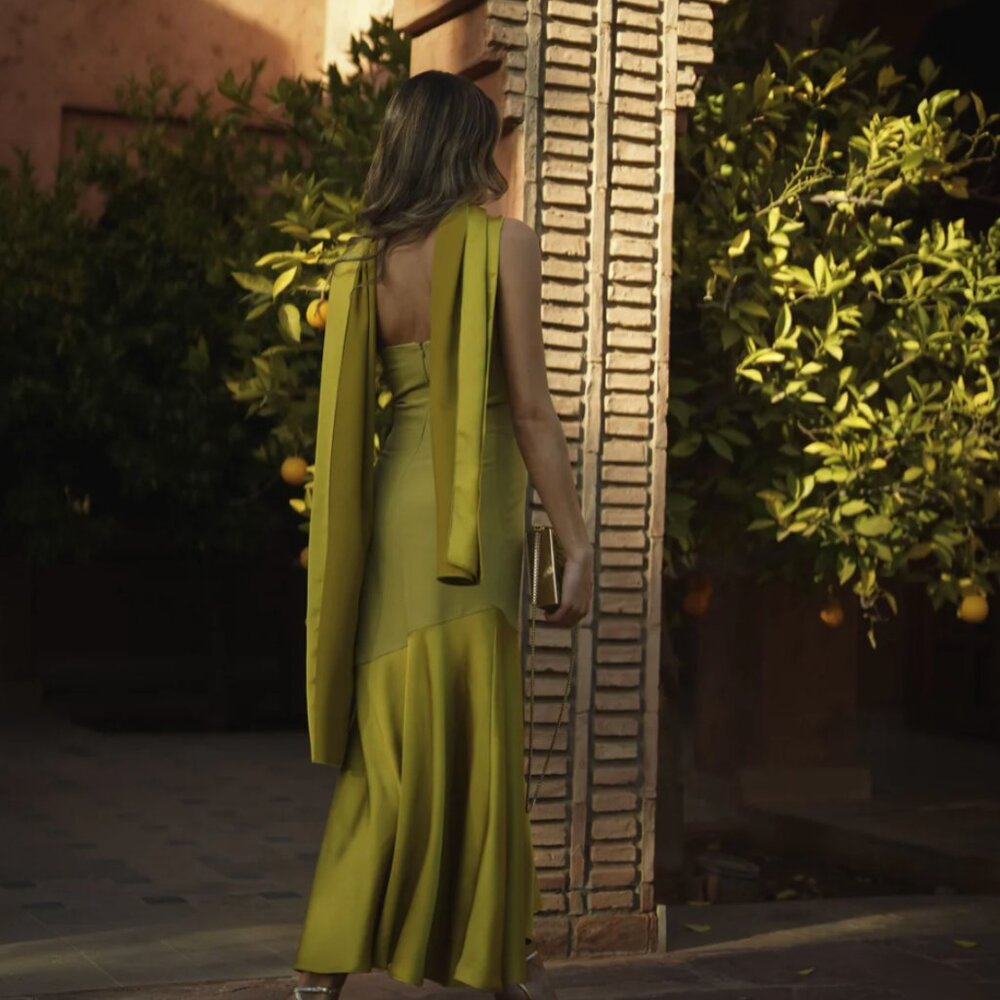 Güendolina Fiona Green Dress with Shawl Size XL